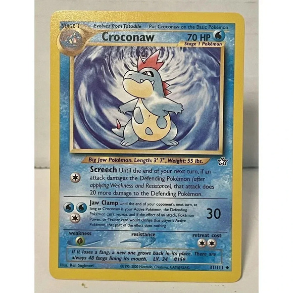 Croconaw 31/111 Uncommon Neo Genesis Unlimited Pokemon‎ TCG Card WOTC LP 2000 - Picture 1 of 12